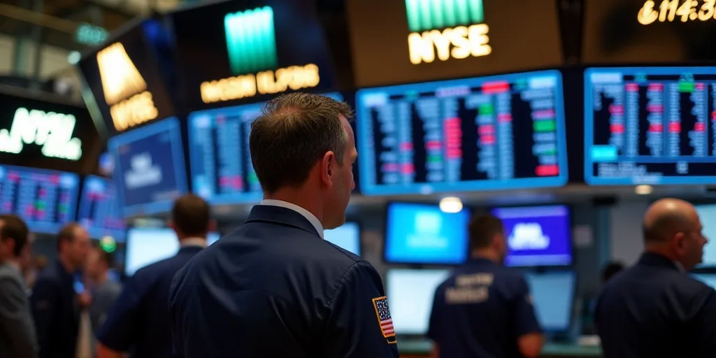 a man looks at a display of stock prices on the floor of the new york stock exchange in new york cit