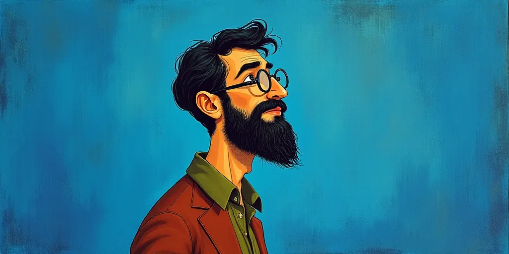 a man with a beard and glasses standing in front of a blue background with the words, el pasonista,
