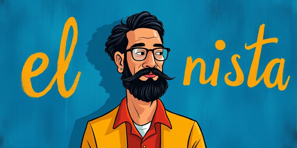 a man with a beard and glasses standing in front of a blue background with the words, el pasonista,