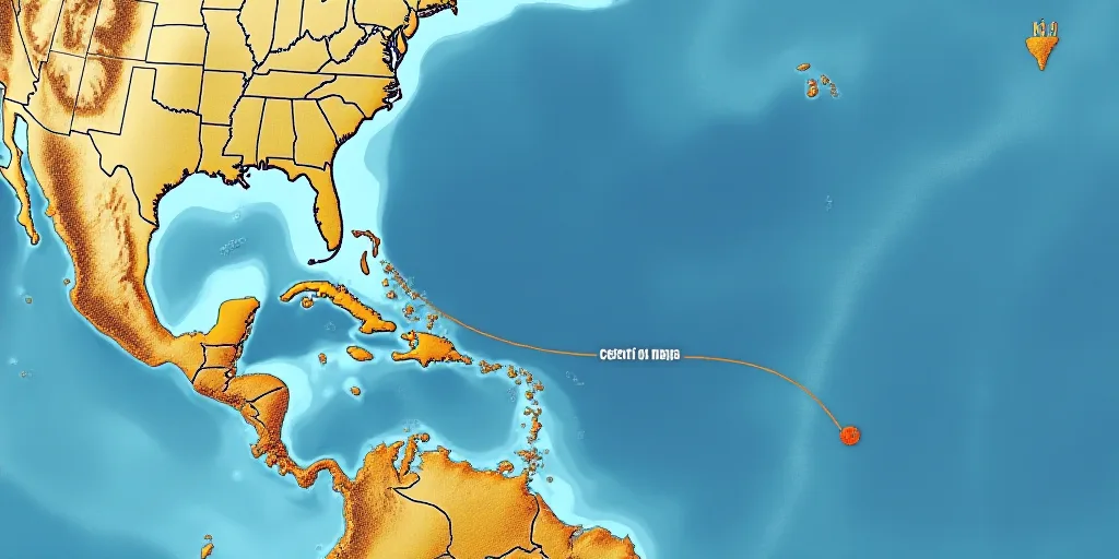 a map of the atlantic showing the path of the hurricane to the united states and the atlantic coast,