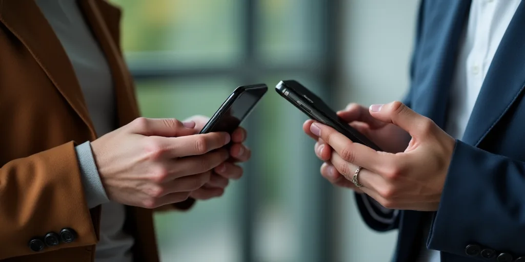 a person holding a cell phone and a laptop computer in their hands, both of them are both holding th