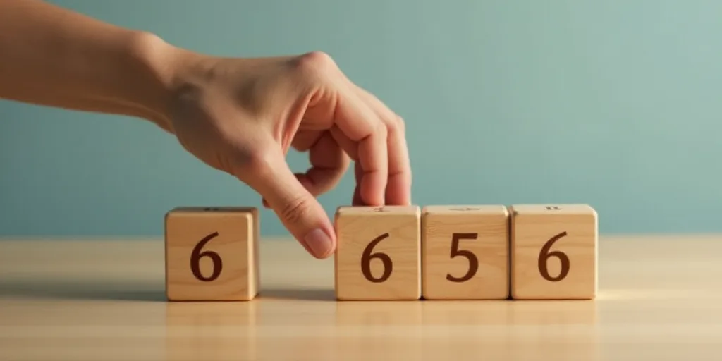 a person placing a block into a wooden block with the number six on it and the number six on the blo