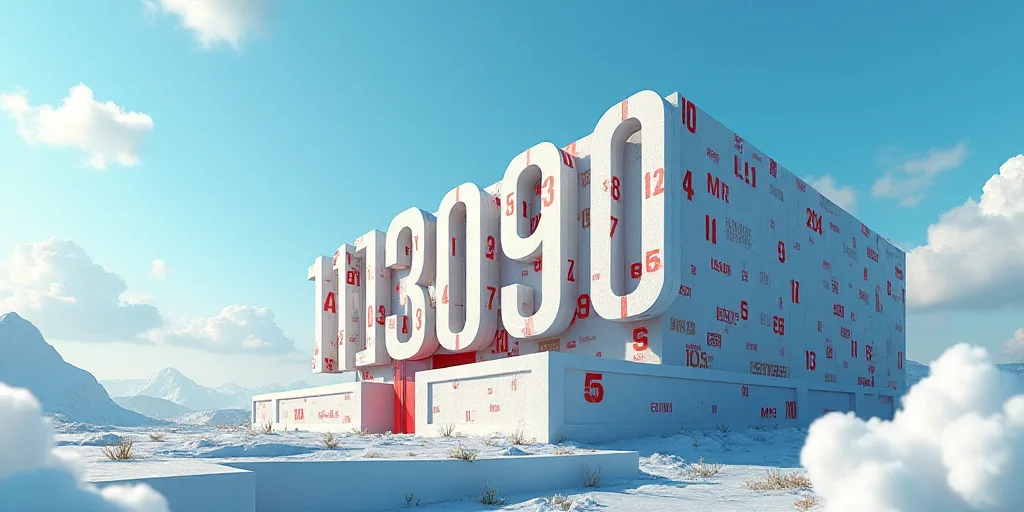 a picture of a building with a lot of numbers on it and a sky background with a few clouds, Enguerra