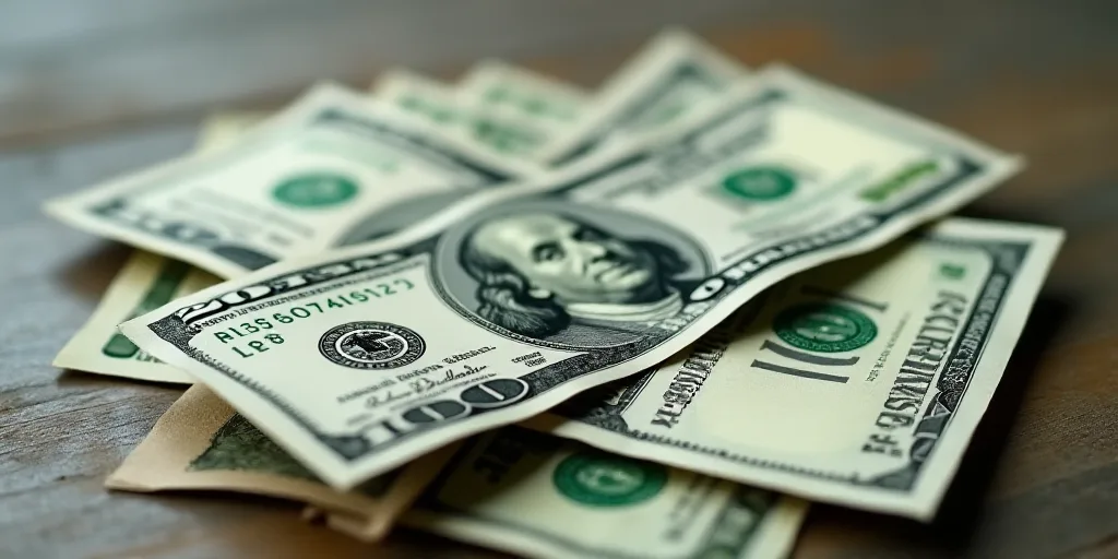 a pile of money with a one dollar bill on top of it and a twenty dollar bill on the bottom, Aquirax