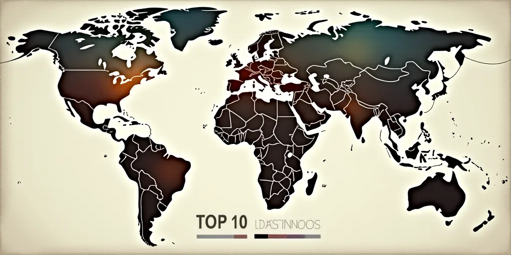a poster with a number of different countries in it and the words top 10 destinoos en el mundoo, Aqu