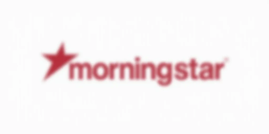 a red and black logo for morningstar on a white background with the words morningstar in red letters