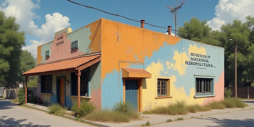 a sign that is on the side of a building that says, museum of national keropolitana, Aquirax Uno, il
