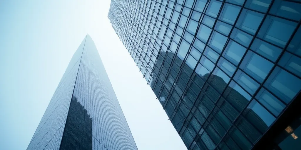 a tall building with a sky scraper in the background and a sky scraper in the foreground, Enguerrand