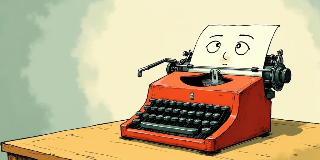 a typewriter with a face drawn on it and a caption for the words opinion and a question, Edward Otho