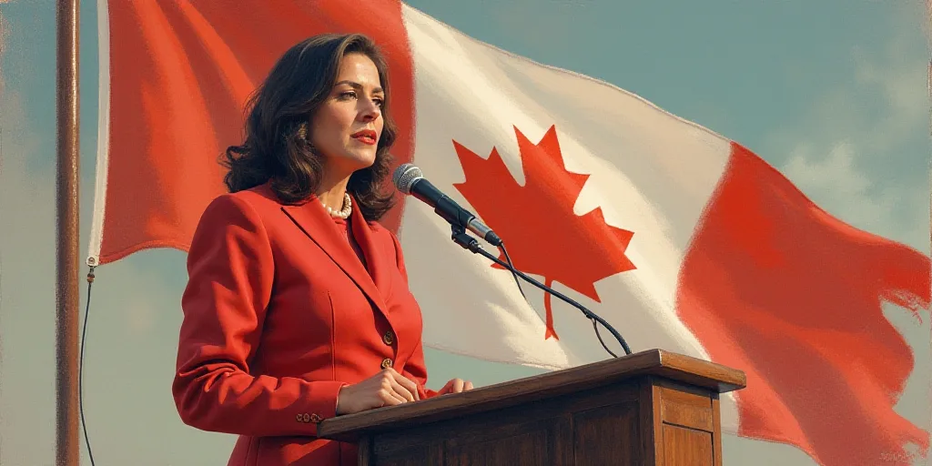a woman standing at a podium with a microphone in front of a flag and a flag behind her,, Ada Gladys