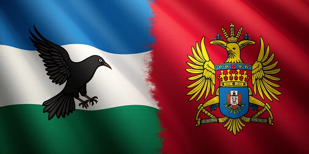 a close up of a flag with a bird on it's back side and a flag with a coat of arms on it, Aquirax Uno