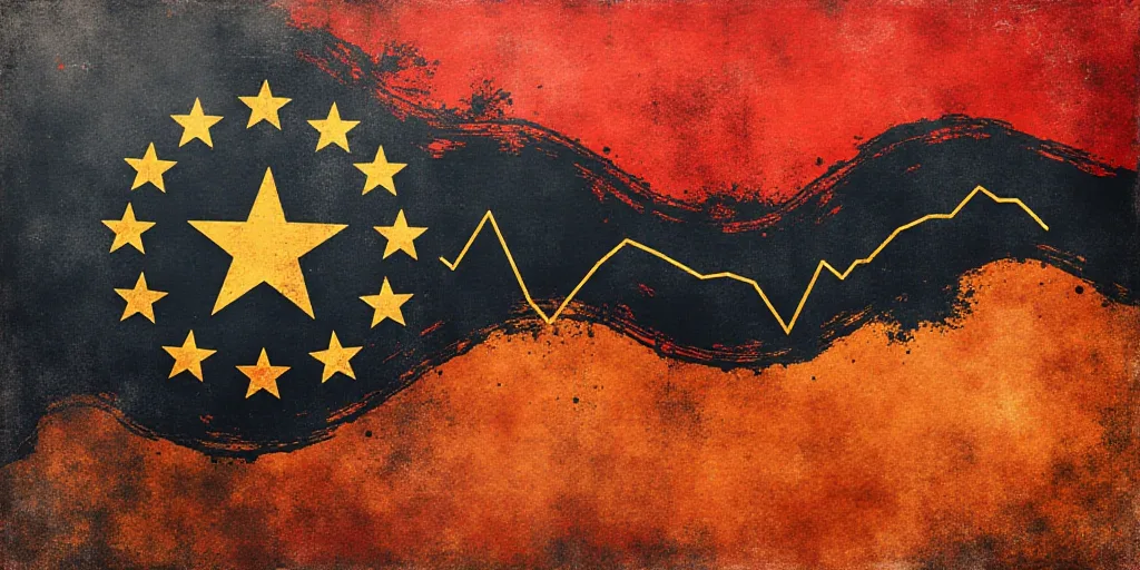 a graphic of a line graph with stars on it and a flag in the background with a line of stars, Andrie