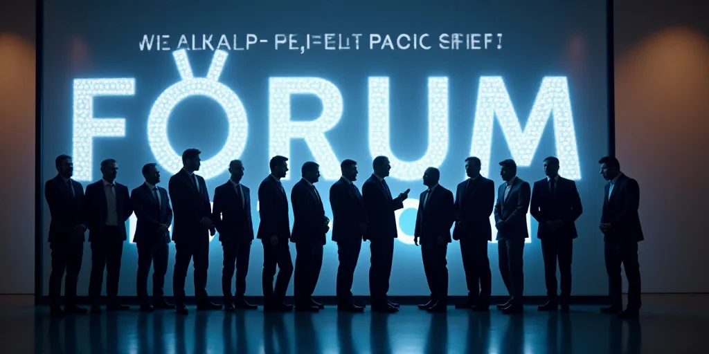 a group of men standing next to each other in front of a sign that says world economic forum forum,