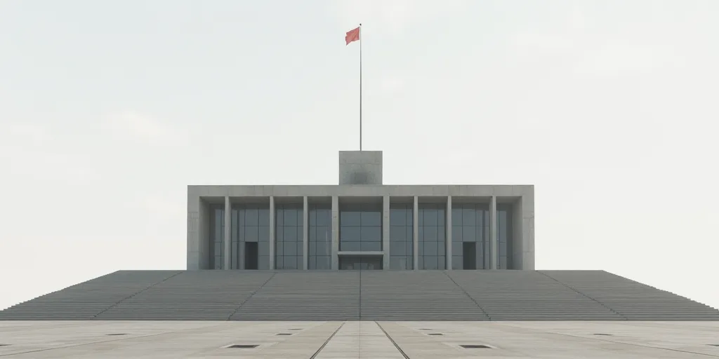 a large building with a lot of steps leading up to it and a flag on top of it and a flagpole on the