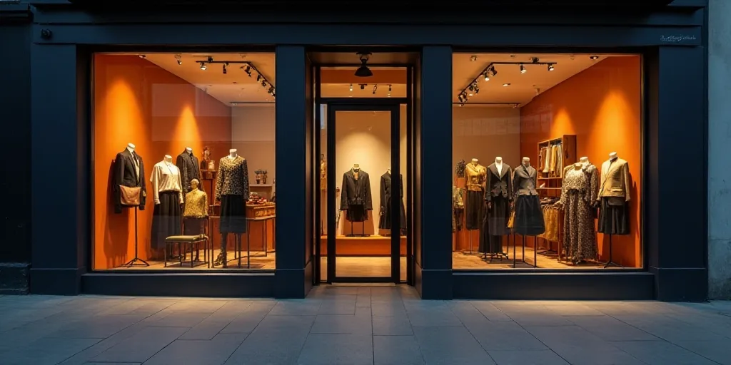 a logo for a company that sells accessories and accessories for sale in the store's storefront windo