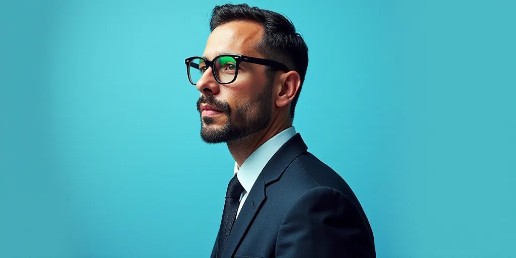 a man in a suit and glasses with a blue background and a quote from the author, fausto prettiin mund