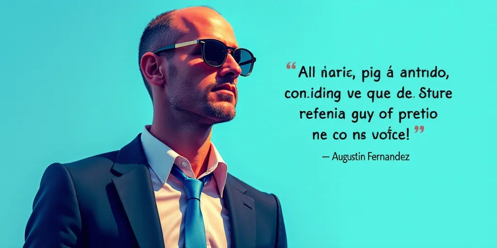 a man in a suit and glasses with a blue background and a quote from the author, fausto prettiin mund