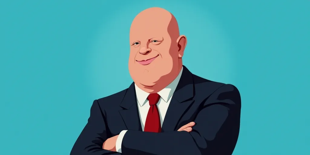 a man in a suit and tie with his arms crossed and his arms crossed, with a blue background, Fernando