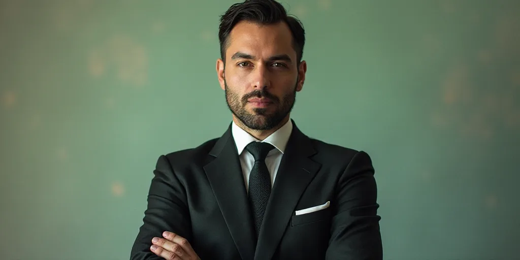 a man in a suit and tie with his arms crossed in front of him, with the words eleonnista, Edward Oth