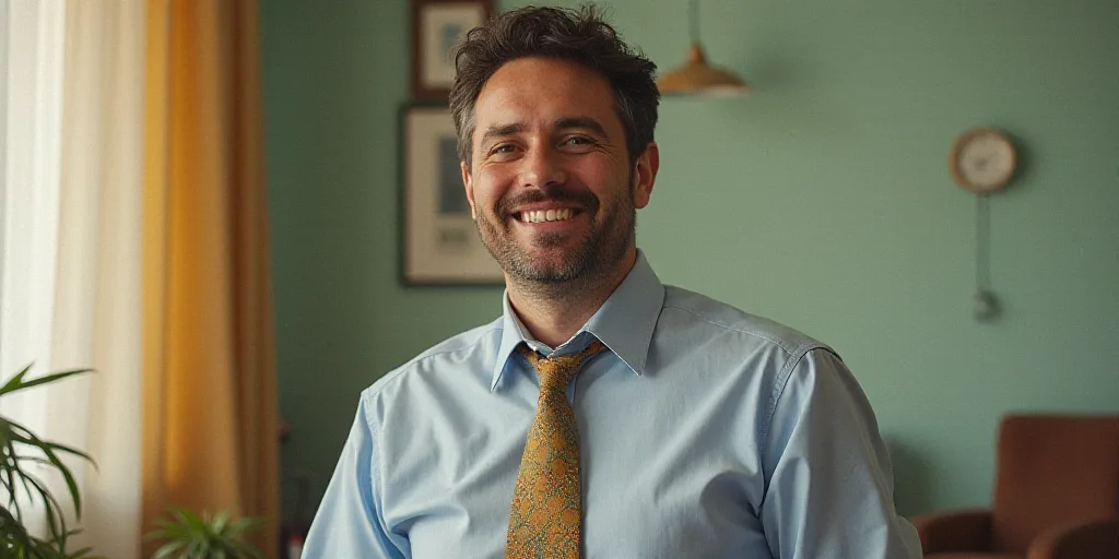 a man in a tie is smiling for the camera with a caption in spanish above him that reads, enrique cam