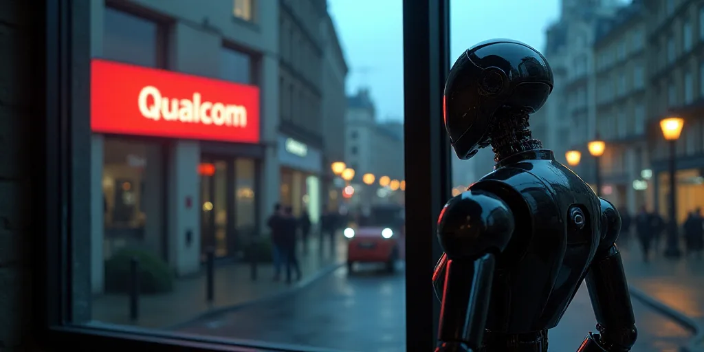 a qualcom sign is seen through a window of a building in the city of london, england, Enguerrand Qua