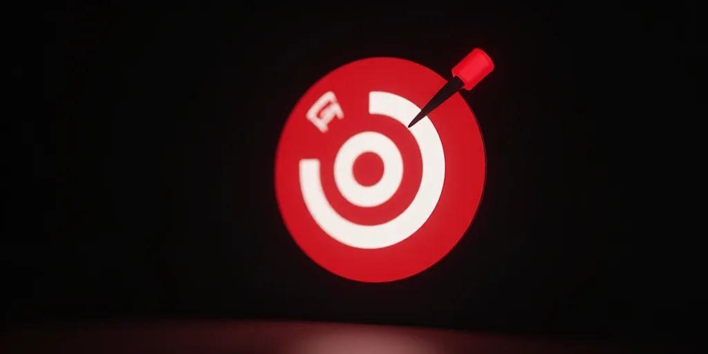a red and white sign with a pin on it's side and a black background with a red and white circle, An