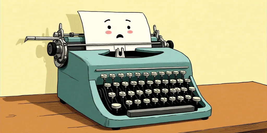 a typewriter with a face drawn on it and a caption for the words opinion and a question, Edward Otho