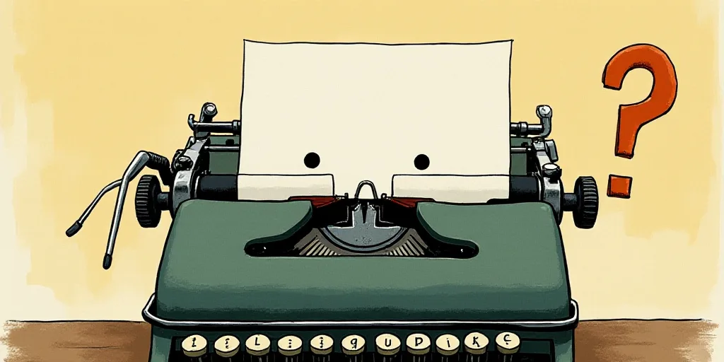 a typewriter with a face drawn on it and a caption for the words opinion and a question, Edward Otho