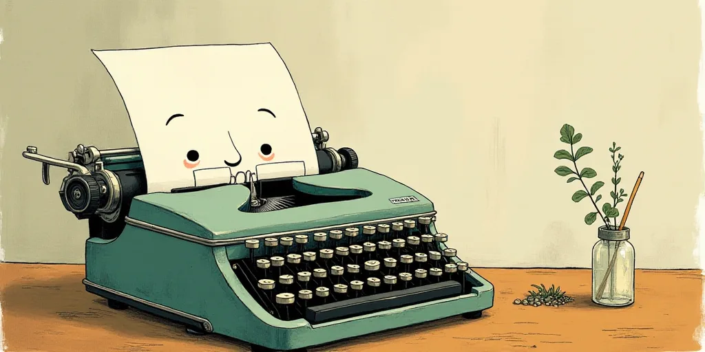 a typewriter with a face drawn on it and a caption for the words opinion and a question, Edward Otho