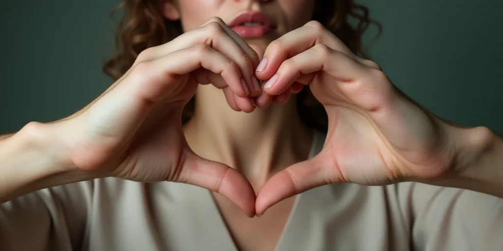 a woman making a heart shape with her hands in the shape of a heart with her hands in the shape of a